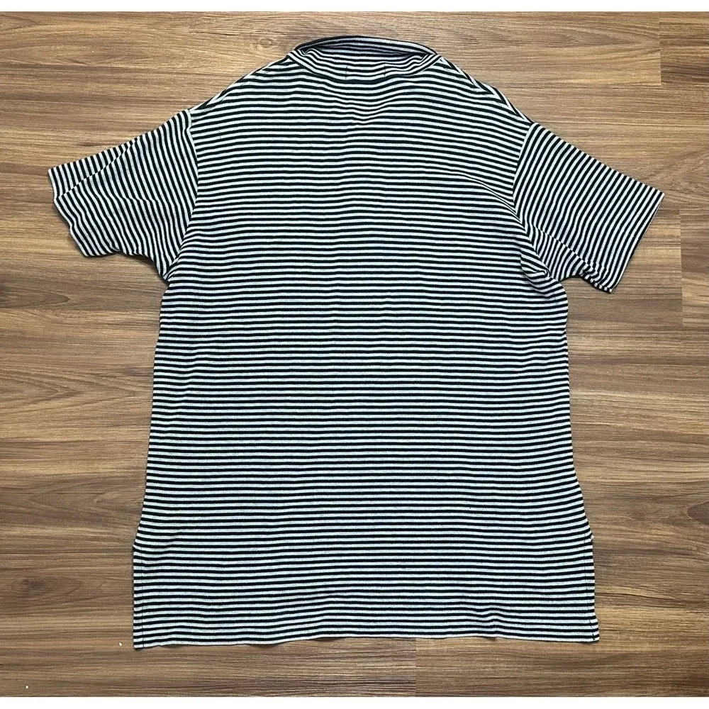 Vintage Polo Ralph Lauren Mens Black Grey Striped Textured Polo Shirt Sz XL
